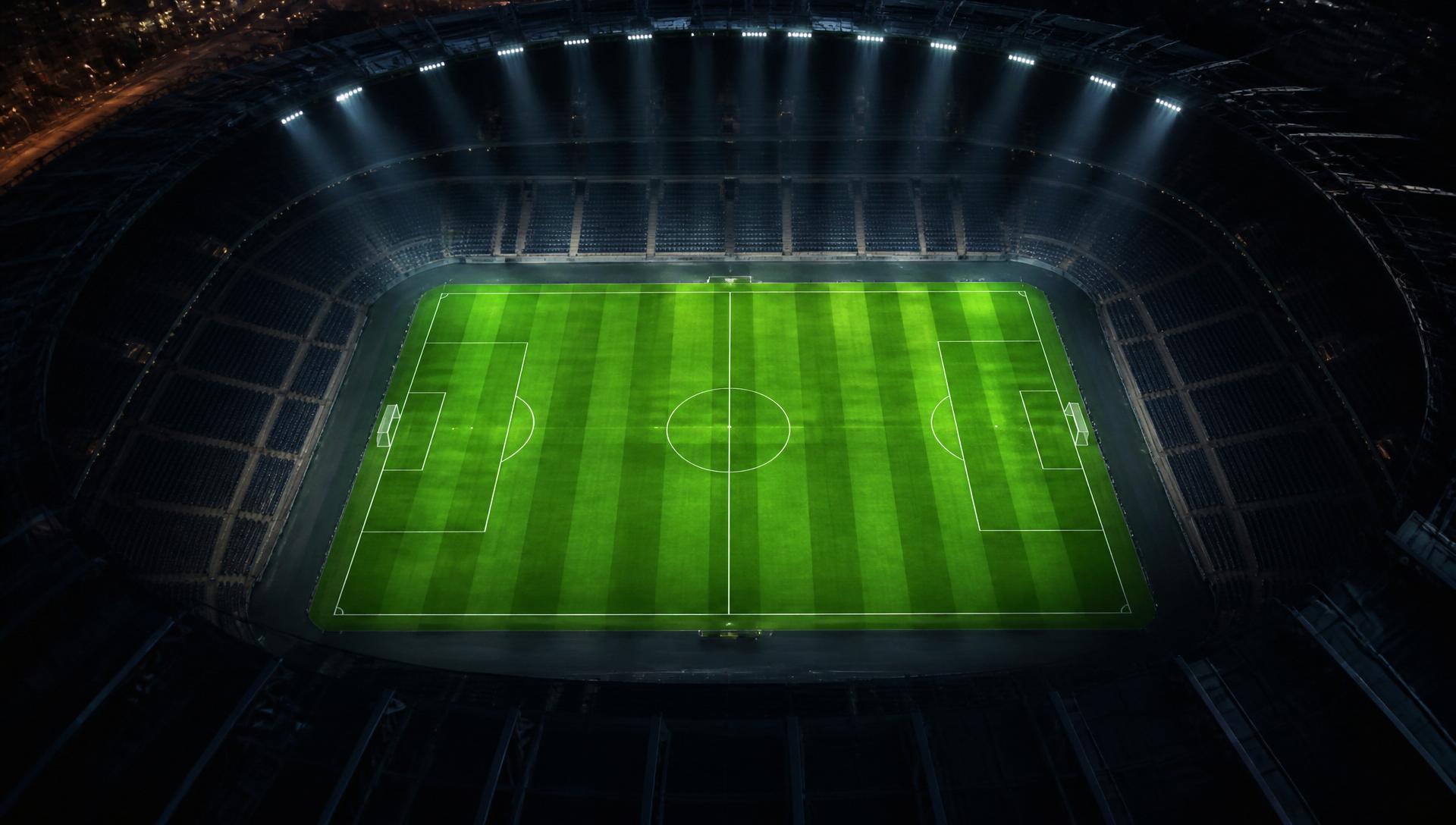 Elite stadium pitch under floodlights