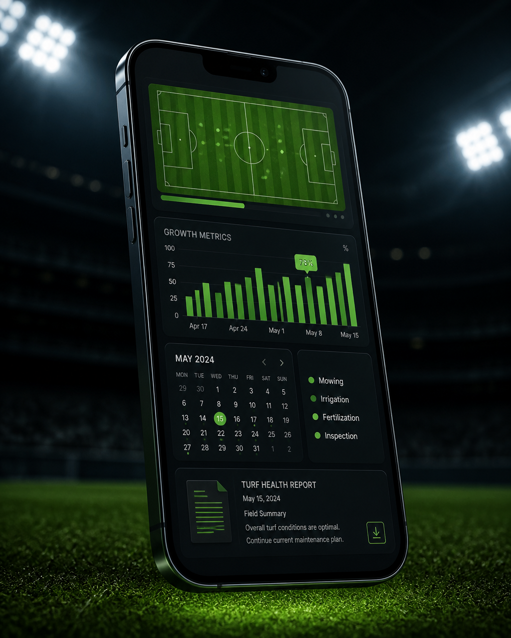 SGG app mockup on a smartphone